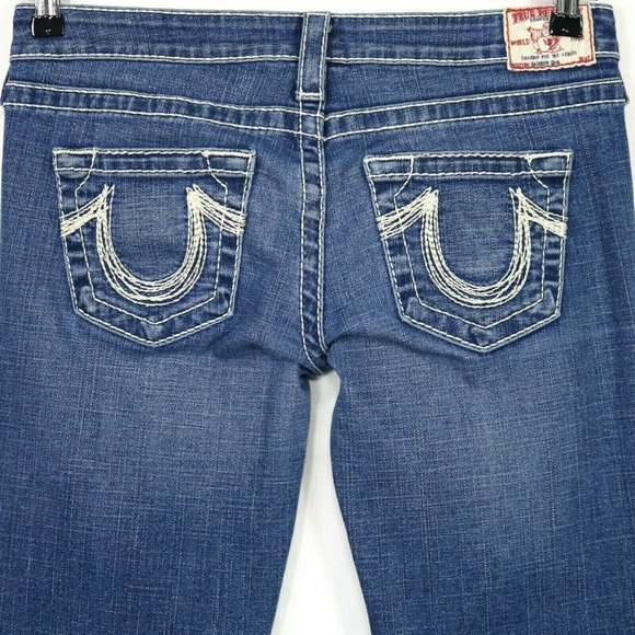 True Religion Rainbow Gina Bootcut Jeans Stretch Distressed 28 x 33 - Picture 7 of 12